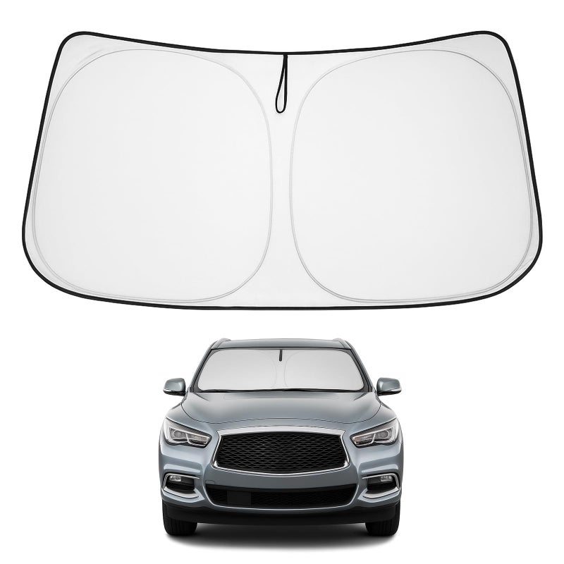 Proadsy 2025 Upgrade Windshield Sun Shade Custom Fit Infiniti QX60 2014-2021 4-Layer Foldable Front Sunshade Protector Sun Visor Blocks UV Rays Keep Car Cooler