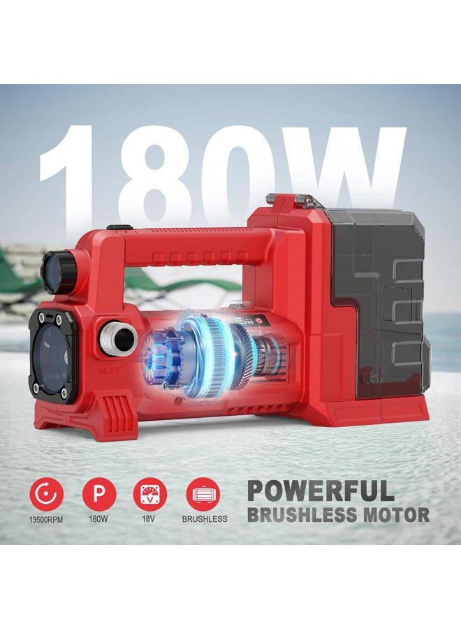 Danero Cordless Water Transfer Pump Compatible with Milwaukee 18V Battery (Tool Only), 1/4HP Brushless Motor, 540GPH Self Priming Utility Pump for Pool Draining, Pond, Watering, Garden, Tank - Image 2