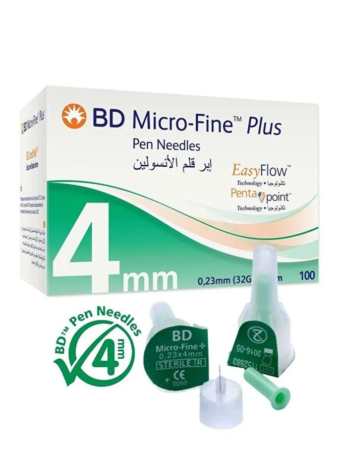 بي دي إبر قلم الأنسولين الأصلية مايكرو-فاين بلس، 32G × 4 مم، 100 قطعة - Image 1