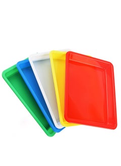 Generic Multicolor Plastic Art Trays Versatile Activity Organizer for Crafts DIY Projects Painting Beads and Supplies Perfect Serving Tray for Home and School Set of 5 Colors  - Image 1