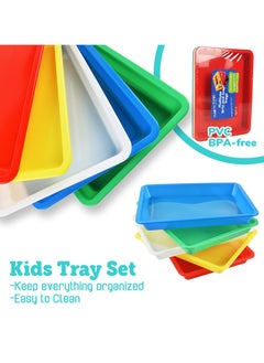 Generic Multicolor Plastic Art Trays Versatile Activity Organizer for Crafts DIY Projects Painting Beads and Supplies Perfect Serving Tray for Home and School Set of 5 Colors  - Image 3