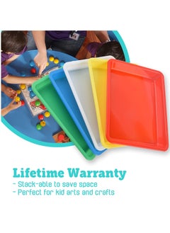 Generic Multicolor Plastic Art Trays Versatile Activity Organizer for Crafts DIY Projects Painting Beads and Supplies Perfect Serving Tray for Home and School Set of 5 Colors  - Image 2