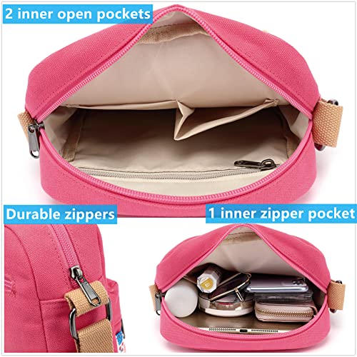 Leaper Girls Crossbody Purses 2 PCS Women Floral Messenger Bag Canvas Crossbody Bag and Purse Set for Women (SD07-Pink) - Image 5
