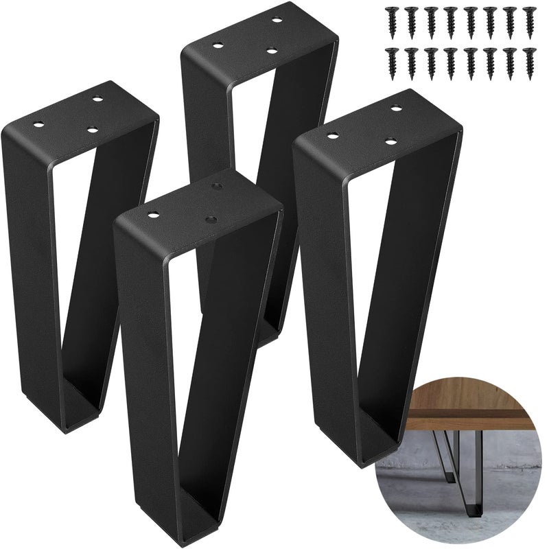 FATATA Metal Furniture Legs 4pcs8 inch Solid Steel Modern Style for Side Table TV Stand Cabinet Bench Slab Table Black - Image 1