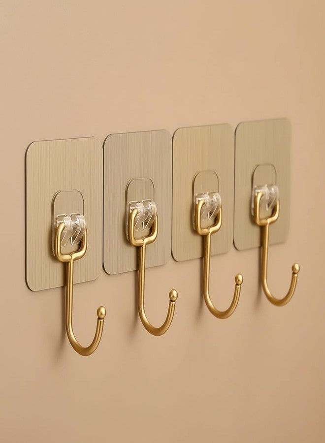 CLICKSY Adhesive Wall Hooks for Heavy Items Stainless Steel, PVC, ABS Nail Free Seamless Adhesive Non-Trace No Drilling Installation Hanging, Waterproof Screws Wall Hook (Golden Hook 5-pcs) - Image 4