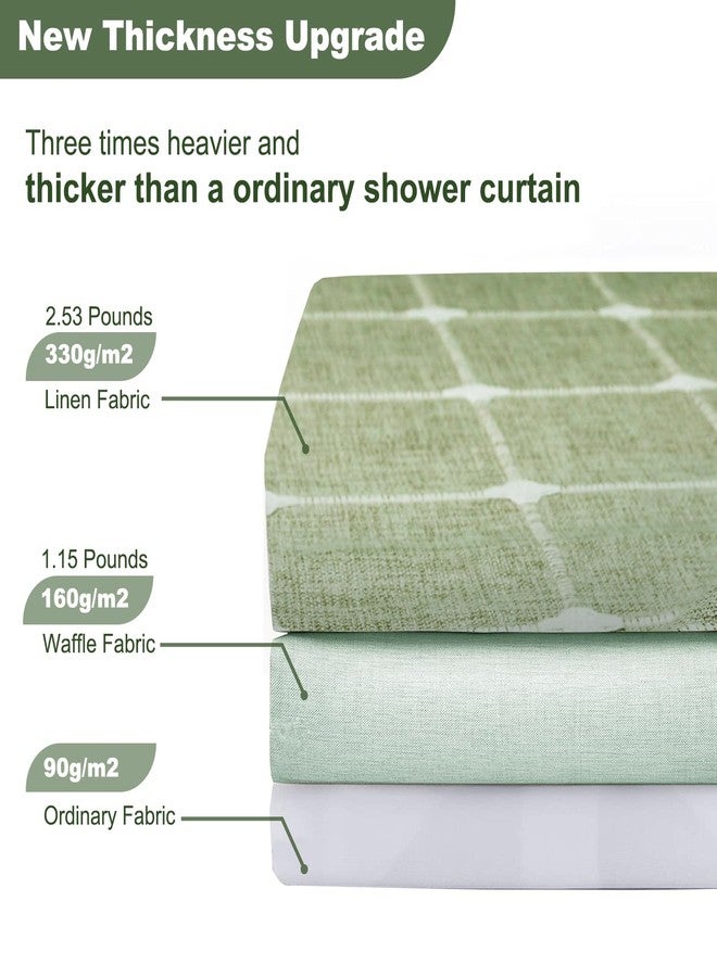 ggaimwf Sage Green Plaid Shower Curtain Farmhouse Checkered Boho Shower Curtains for Bathroom, Rustic Shabby Chic Heavy Duty Bathroom Curtain Set with Tassel -Bohemian Cloth Shower Curtain 72x72 Inch - Image 2