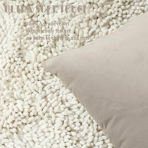 Stellhome Soft Velvet Throw Pillow Covers Square Decorative Cushion Covers for Bed Couch Sofa Bench 18 x 18 inch 45 x 45 cm Silver Gray Pack of 2 - Image 3