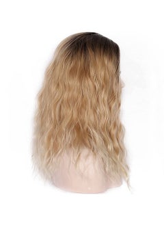 Kalyss Alyss 18 Inches Curly Wavy Ombre Brown To Blonde Wigs For Women Middle Part Shoulder Length Synthetic Wig Natural Daily Looking No Lace Frontal Dark Roots Wigs  - Image 4