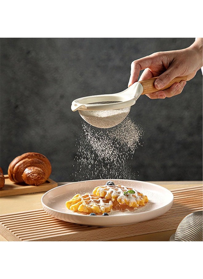 HS - 2PCS Strainers Fine Mesh,Small 30 Mesh Fine Mesh Kitchen Sieve Sifters With Wooden Handle, Stainless Steel Colanders Skimmer For Straining Flour, Quinoa, Tea, Juice, Sugar - Image 1