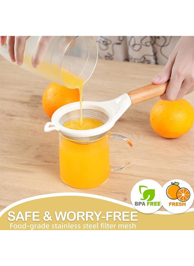 HS - 2PCS Strainers Fine Mesh,Small 30 Mesh Fine Mesh Kitchen Sieve Sifters With Wooden Handle, Stainless Steel Colanders Skimmer For Straining Flour, Quinoa, Tea, Juice, Sugar - Image 1