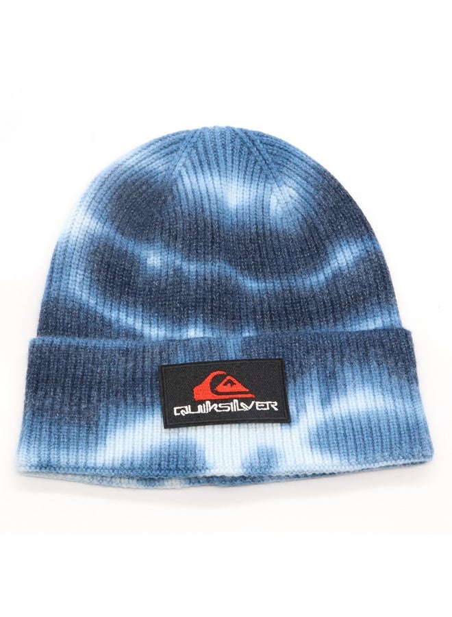 Quiksilver Blue Tie-Dye Knit Beanie - Coastal Style Warm Winter Cap with Brand Patch