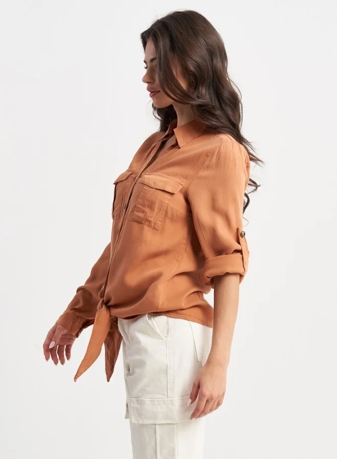 HaILYS Rust-Colored Tie-Front Shirt