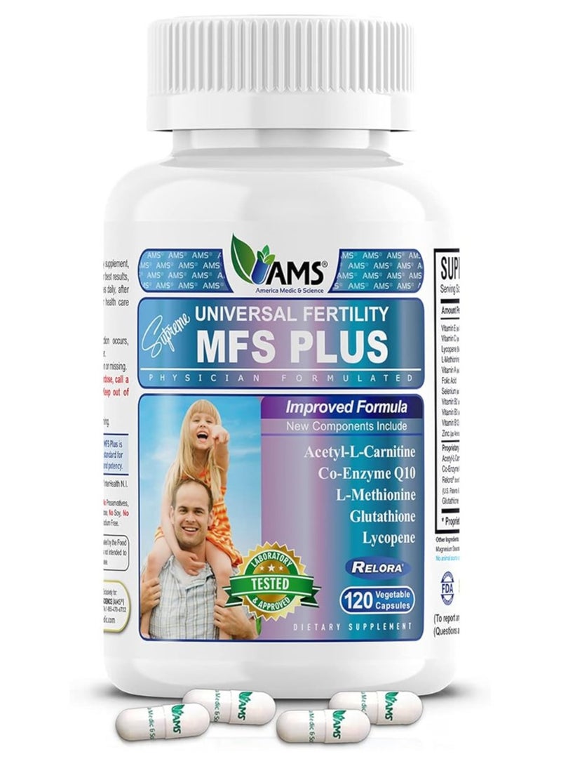 إيه إم إس AMS MFS Plus Fertility Supplements for Men, 120 Capsules, Boosts Sperm Count & Supports Motility - Image 1