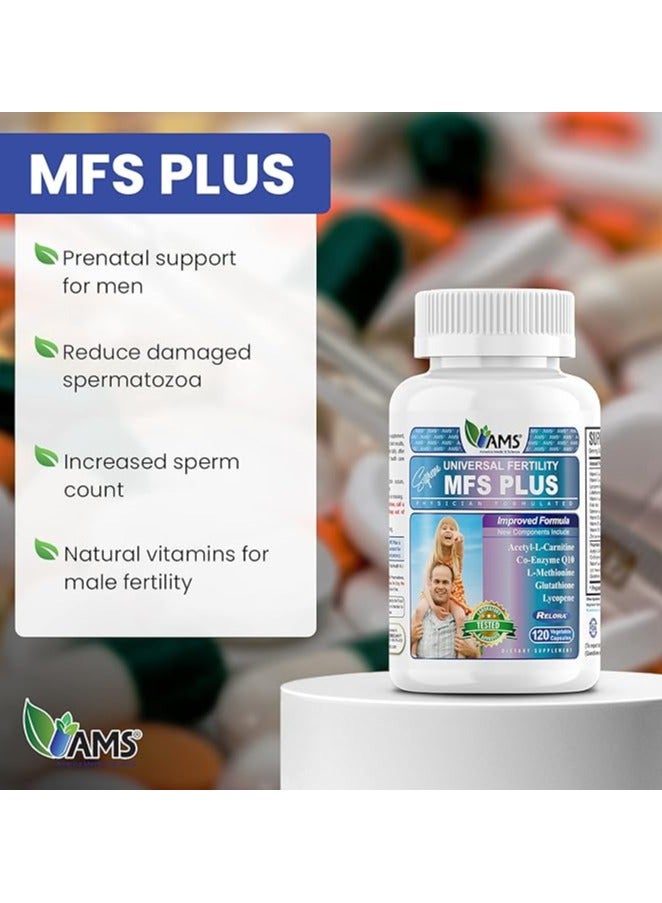 إيه إم إس AMS MFS Plus Fertility Supplements for Men, 120 Capsules, Boosts Sperm Count & Supports Motility - Image 2