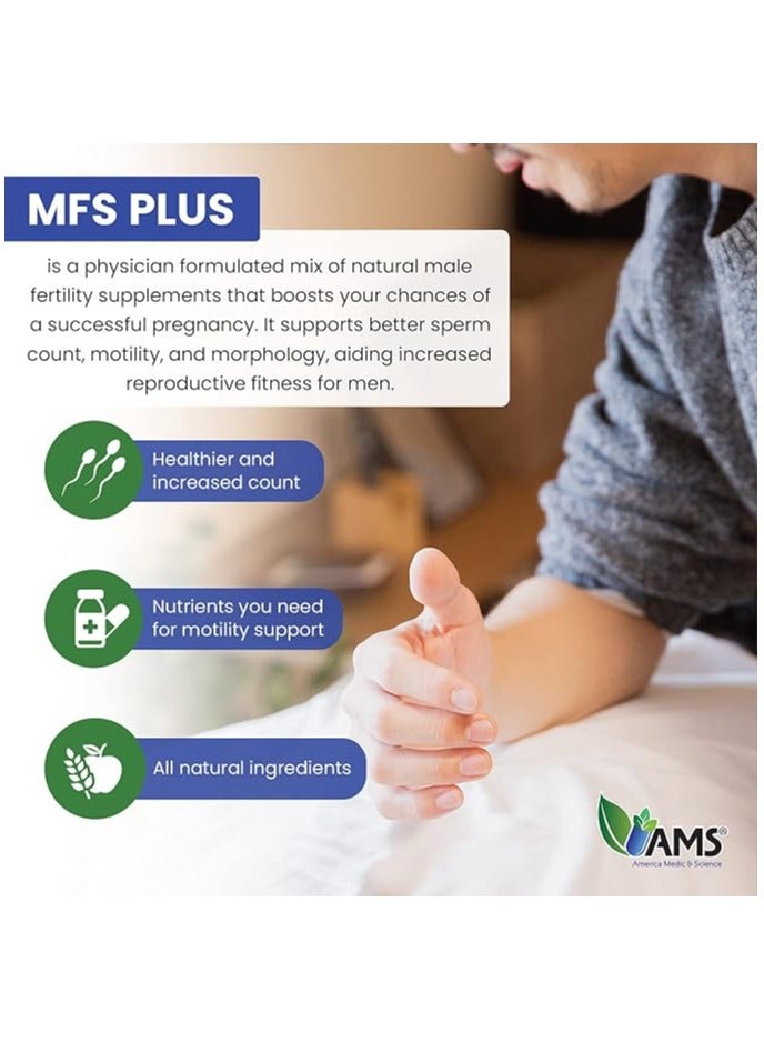 إيه إم إس AMS MFS Plus Fertility Supplements for Men, 120 Capsules, Boosts Sperm Count & Supports Motility - Image 3