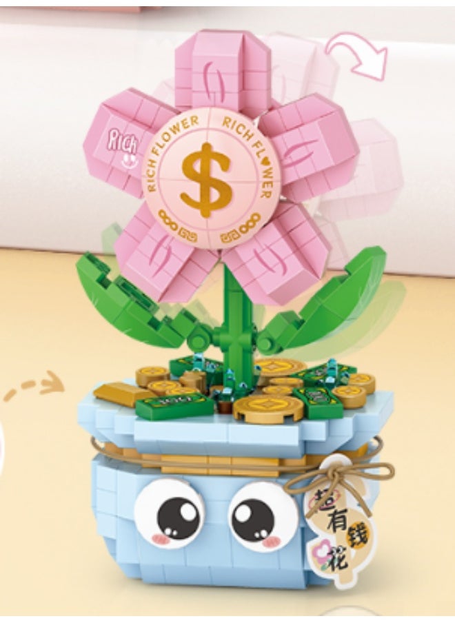 Miniso MINISO Spring Houseplant Series Building Blocks (PDQ)(Money Flower) – Fun and Educational Building Set Featuring a Money Flower Design 