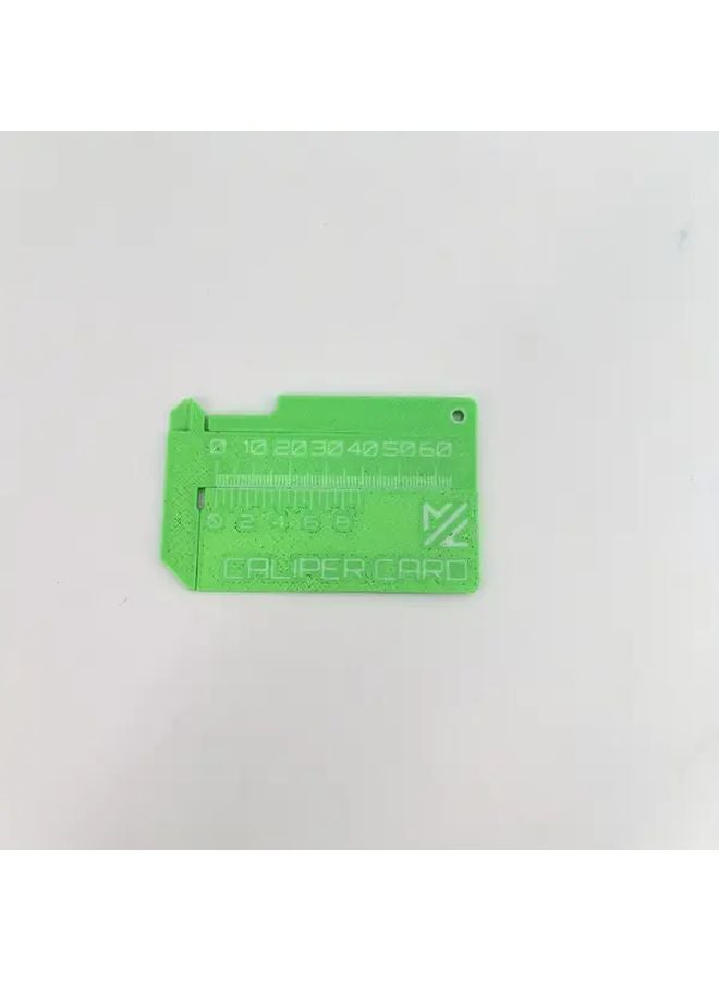 Green 3D Printed Vernier Caliper Card Keychain Mini Ruler Detailed Scale Durable Plastic for Engineering Crafting Students - Image 1