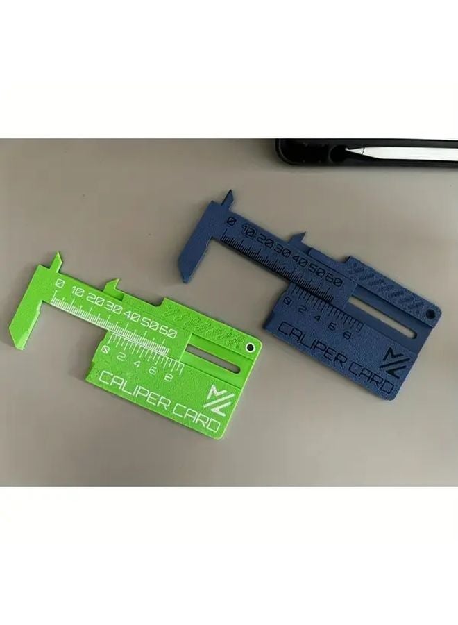 Green 3D Printed Vernier Caliper Card Keychain Mini Ruler Detailed Scale Durable Plastic for Engineering Crafting Students - Image 3