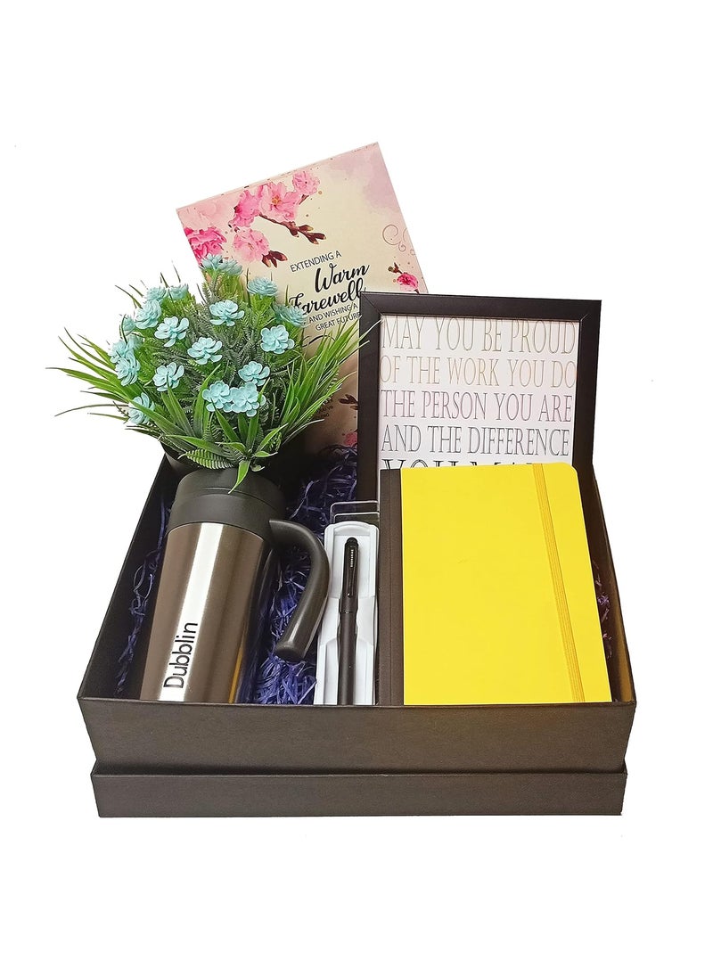 NorthLand Northland Luxury Gift Hamper for Retirement Gift Hamper Diary, Water Bottle (260 ml), Pen, Desk Frame, Artificial Desk Flower, Farewell Card for Farewell  - Image 1
