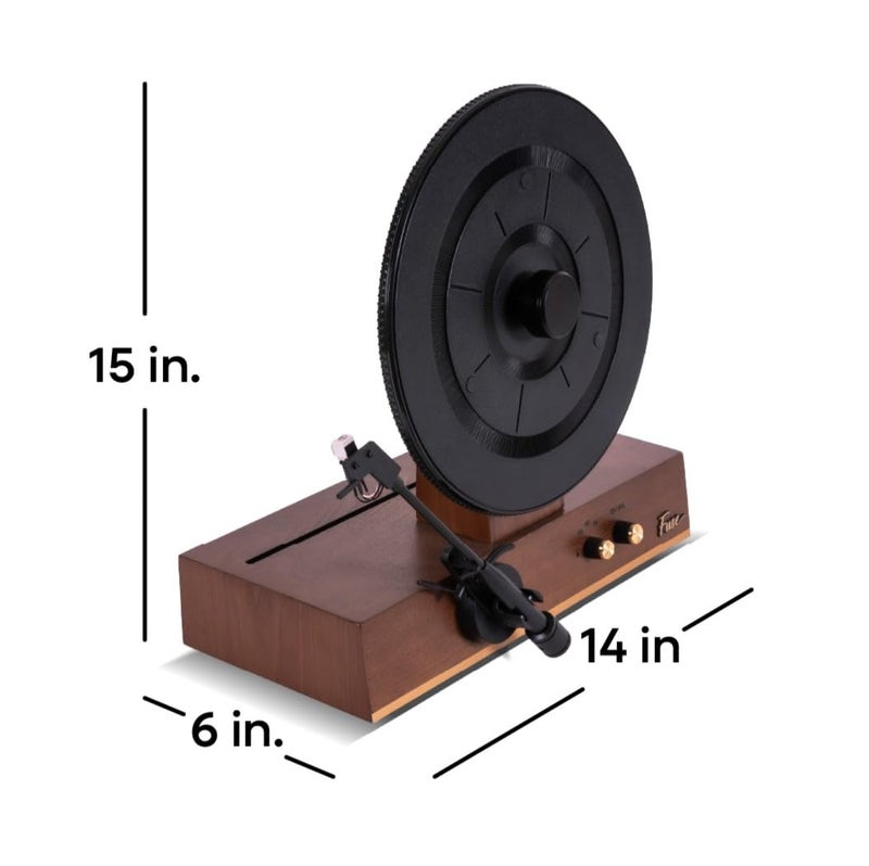 Fuse GLD Standalone Vertical Vinyl Record Player | Gold Trim | 5.3 Bluetooth | Premium Cartridge | Built-in 50W Amp | Vintage Mid Century Modern | Handcrafted Ashtree Wood - Image 3