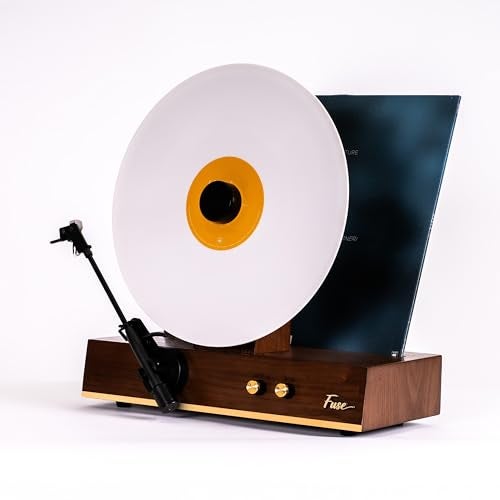 Fuse GLD Standalone Vertical Vinyl Record Player | Gold Trim | 5.3 Bluetooth | Premium Cartridge | Built-in 50W Amp | Vintage Mid Century Modern | Handcrafted Ashtree Wood - Image 2