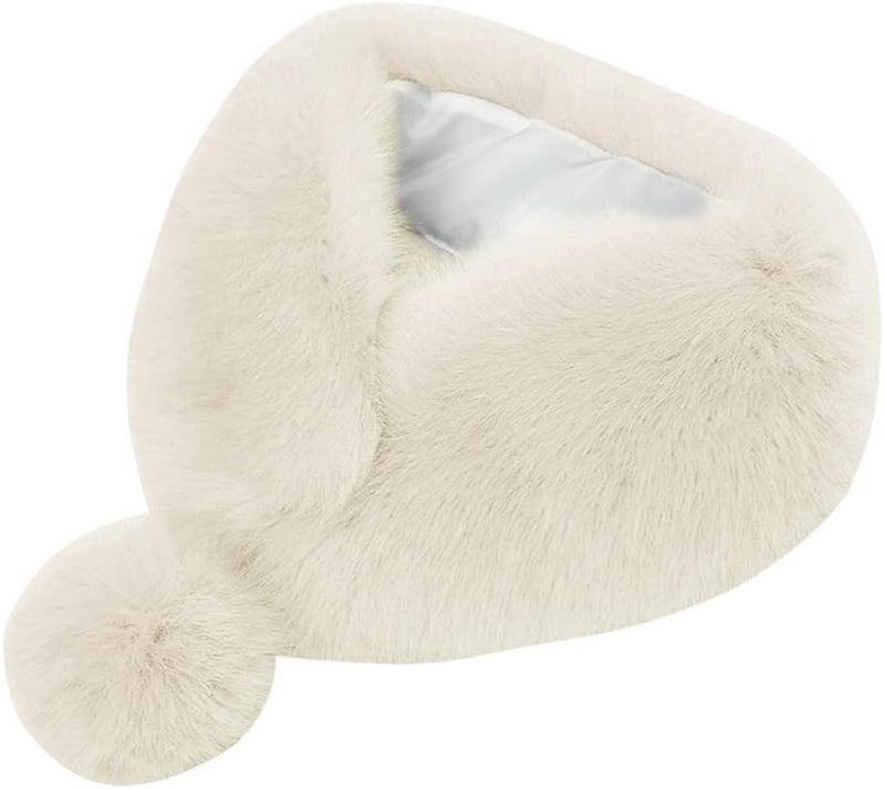 woobles Warm Plush Scarf  Fox Fur Collar Faux Fur Scarf Winter Thick Fur Collar Scarf Ribbon Ball Fur Collar for Matching Overcoat Sweater Jacket Holiday Gift Girl Warm Scarf - Image 1