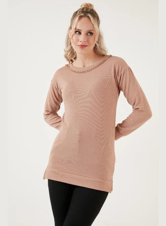 ليلا بلوزة نسائية ليلا تشين بقصة عادية وياقة دائرية