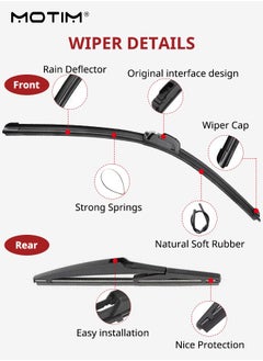 Motim Windshield Wiper Blades Replacement for 2014-2021 Jeep Grand Cherokee, Original Factory Quality Front Rear Wipers Blade Set for Car - 22" 21" 11" (Pack of 3)  - Image 4