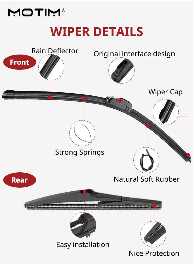 Motim Windshield Wiper Blades Replacement for 2014-2021 Jeep Grand Cherokee, Original Factory Quality Front Rear Wipers Blade Set for Car - 22" 21" 11" (Pack of 3)  - Image 4