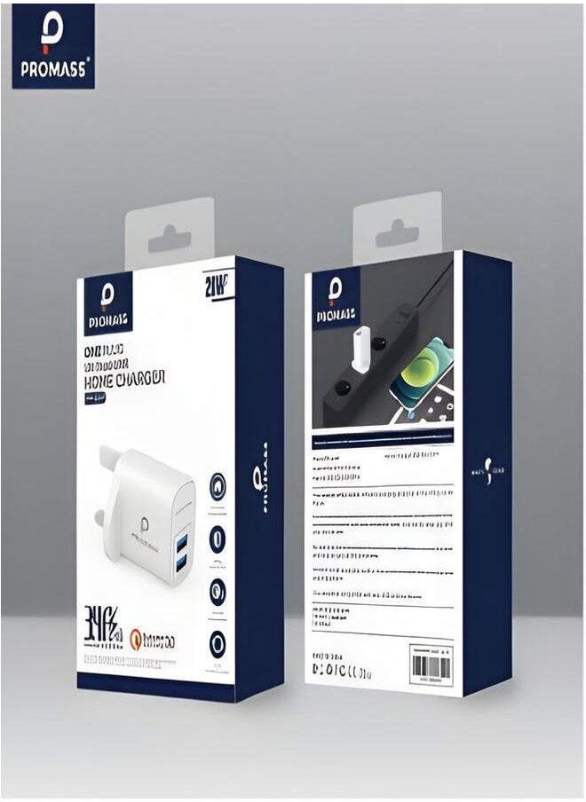PROMASS - original wall charger with two USB ports supports 20W fast charging, compatible with iPhone and all other phones,. - Image 1