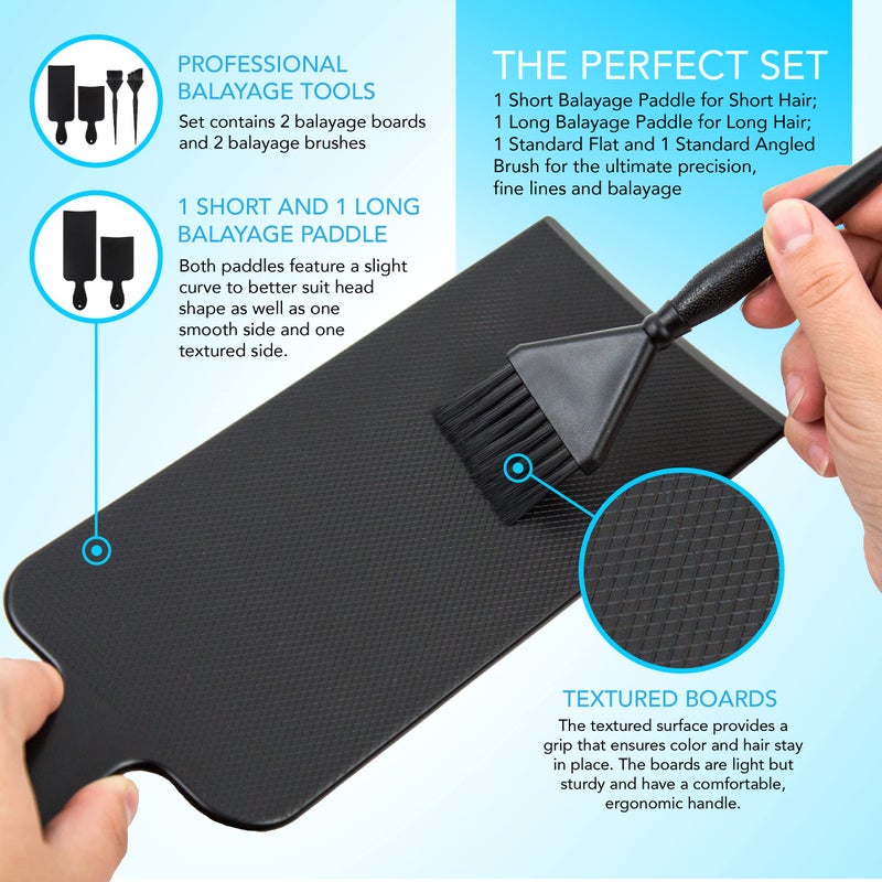 Salon Supply Co Balayage Kit - 1 Long and 1 Short Balayage Board, 1 Straight and 1 Angled Hair Dye Brush - Hair Highlighting Kit - Hair Dye Kit - Hairstylist Accessories Brushes - Image 3