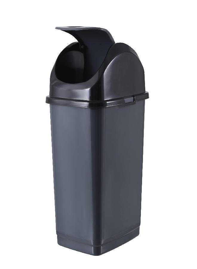 Superio 1.25 Gal Mini Plastic Trash Can with Swing Top Lid Small Waste Bin for Countertop, Desk, Vanity, Bathroom 5 Quart (Grey/Black) - Image 2