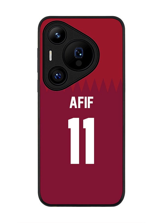 Stylizedd Rugged Black edge case for Huawei Pura 70 Pro / Huawei Pura 70 Pro Plus, Slim fit Case Flexible Cover - Football Team - Qatar, Player Name - Afif - Image 1