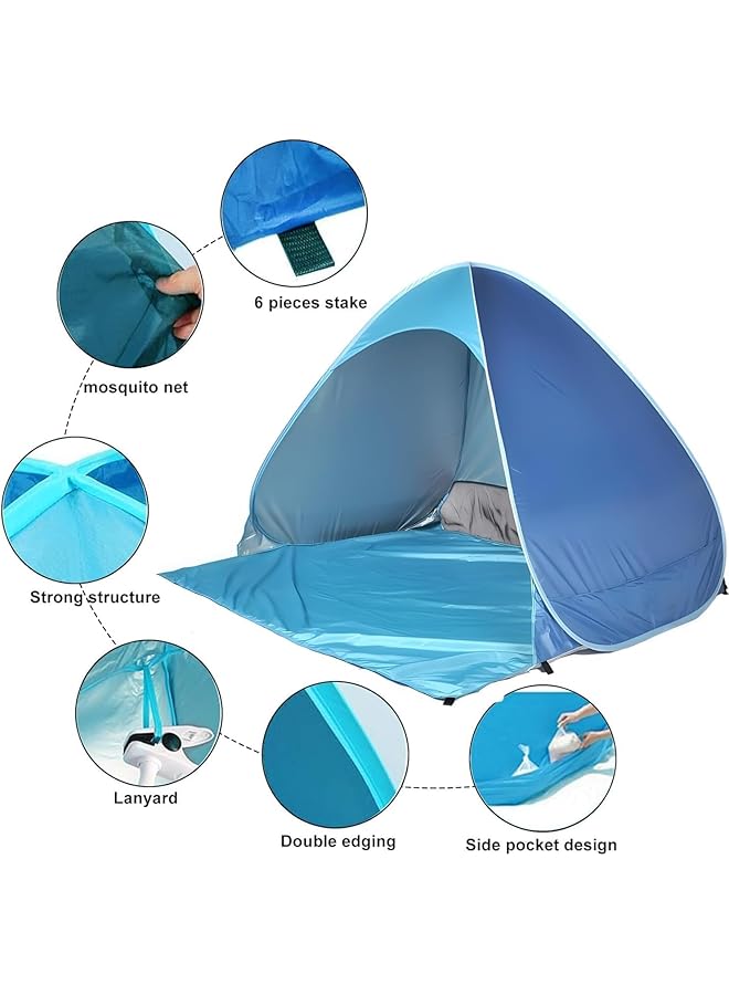 Soofam SooFam Portable Outdoors Beach Tent UPF 50+UV sun protection Pop Up Instant Automatic Portable Sport Umbrella Canopy Cabana Child Beach Tent for 2 Person with Carry Bag - Image 3