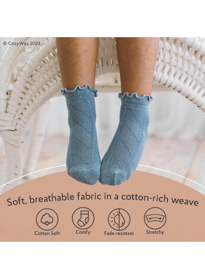 CozyWay Baby & Toddler Socks With Grippers Non Slip Crew Grip Socks for Girls and Boys Soft Comfy Cotton - 12 Pack - Image 4
