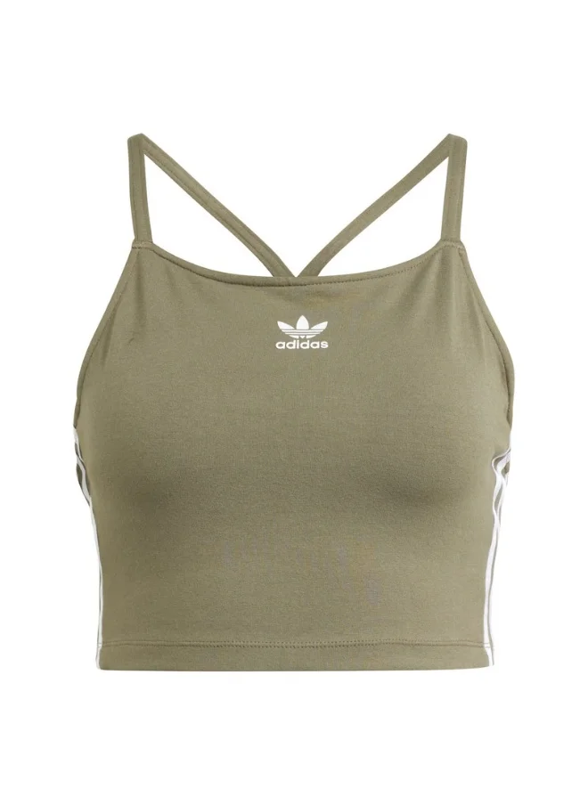 اديداس اوريجينالز adidas 3 S CROP TOP Green Originals Women TOPS