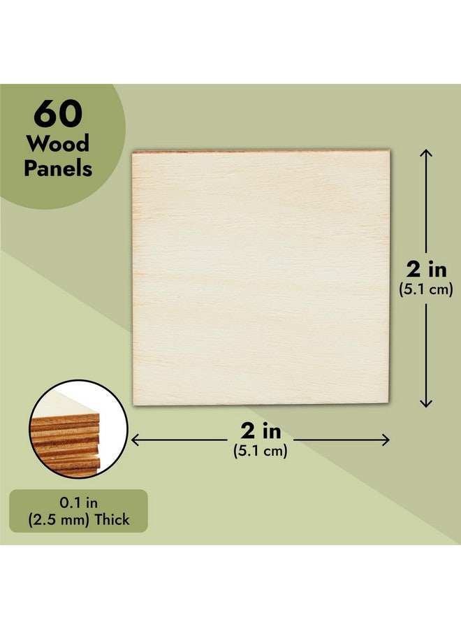 يوفال 60 قطعة مربعات خشبية 2X2 للحرف اليدوية قطع خشبية غير مكتملة للرسم - Image 4