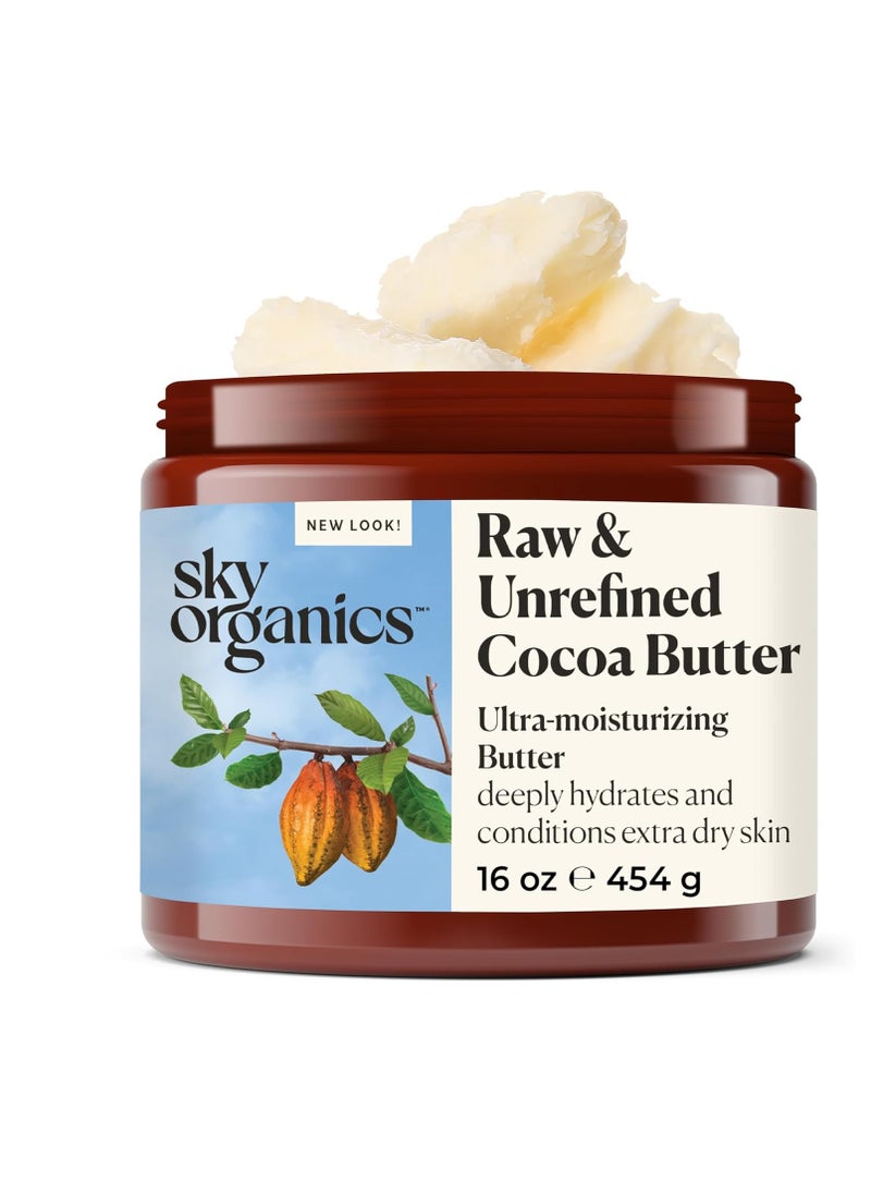 Sky Organics Sky Organics Cocoa Butter for Body, 100% Raw & Unrefined Ultra-Moisturizing Butter to Deeply Hydrate & Condition Skin, Promotes Smooth Skin Tone & Texture, Suitable for Tight or Extra Dry Skin, 16 Oz.  - Image 1