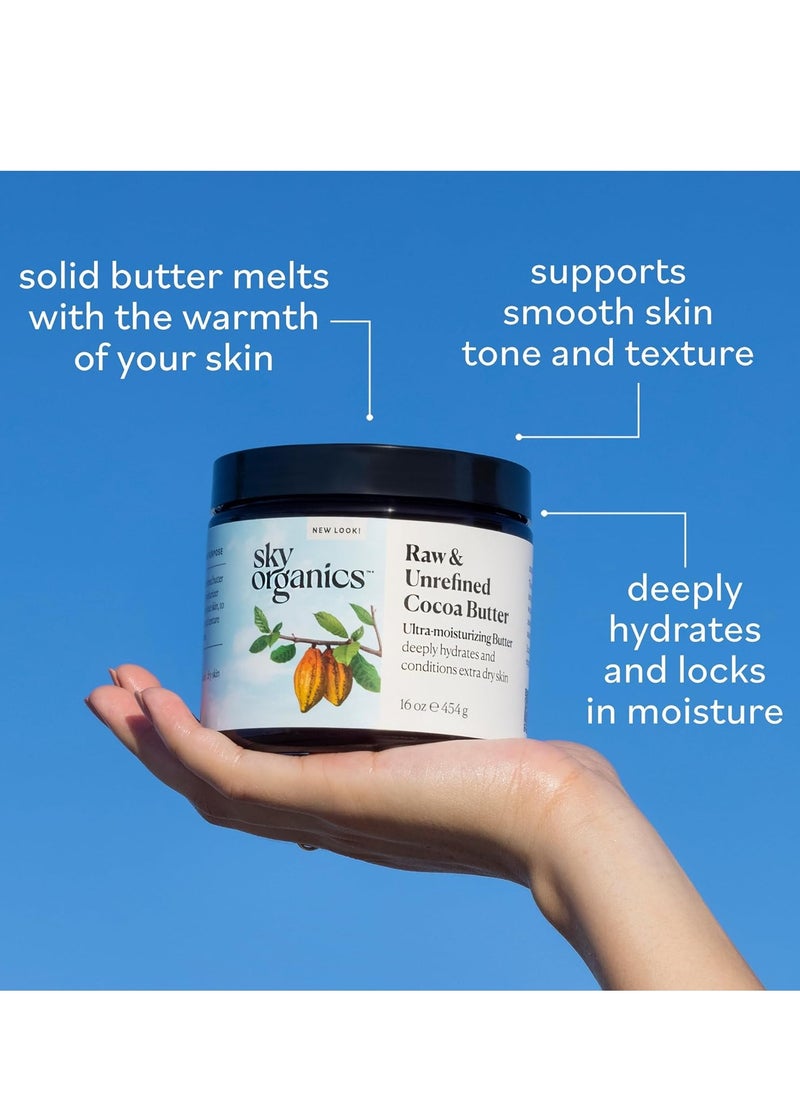 Sky Organics Sky Organics Cocoa Butter for Body, 100% Raw & Unrefined Ultra-Moisturizing Butter to Deeply Hydrate & Condition Skin, Promotes Smooth Skin Tone & Texture, Suitable for Tight or Extra Dry Skin, 16 Oz.  - Image 4