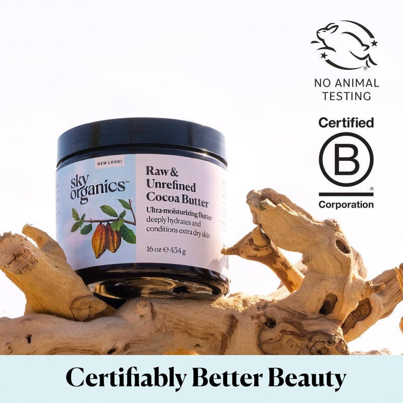 Sky Organics Sky Organics Cocoa Butter for Body, 100% Raw & Unrefined Ultra-Moisturizing Butter to Deeply Hydrate & Condition Skin, Promotes Smooth Skin Tone & Texture, Suitable for Tight or Extra Dry Skin, 16 Oz. - Image 5