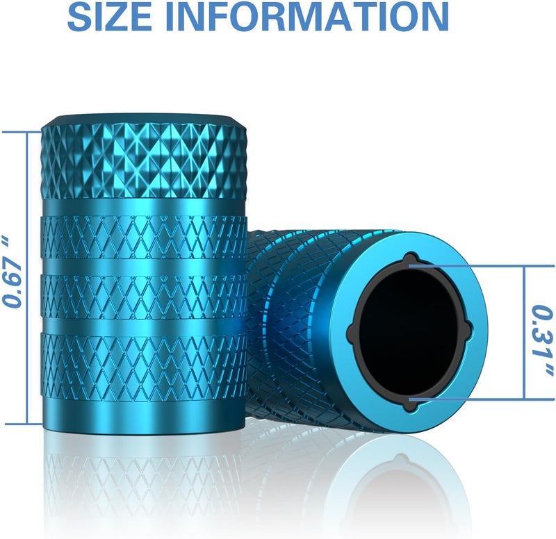 CKAuto Tire Valve Stem Caps, Cyan, 4 pcs/Pack, Anodized Aluminum Tire Valve Cap Set, Corrosion Resistant, Universal Stem Covers for Cars Trucks Motorcycles SUVs and Bikes - Image 4