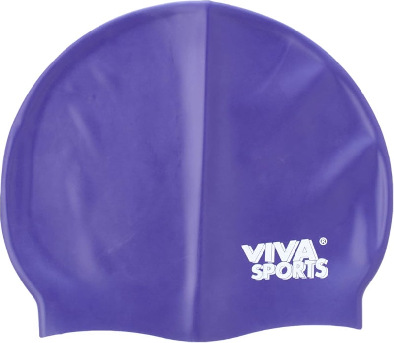 Viva Sports Silicone Swimming Cap In Zipper Bag Purple