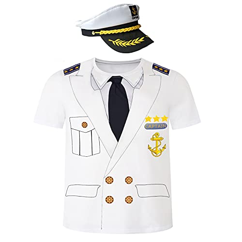 Vegove Novelty Mens Boat Captain T Shirts, Yacht Rock Nautical Cruise Uniform Party Costume Tee (White, XX-Large) - Image 2
