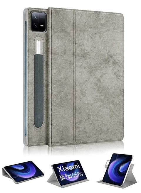 Case for Xiaomi Mi Pad 6/6pro 11 inch, Multi-Viewing Angles, Multifunctional PU Leather Smart Cover with Auto Sleep Wake Feature, Slim Flip Shell Case for Xiaomi Pad 6/6pro, Grey