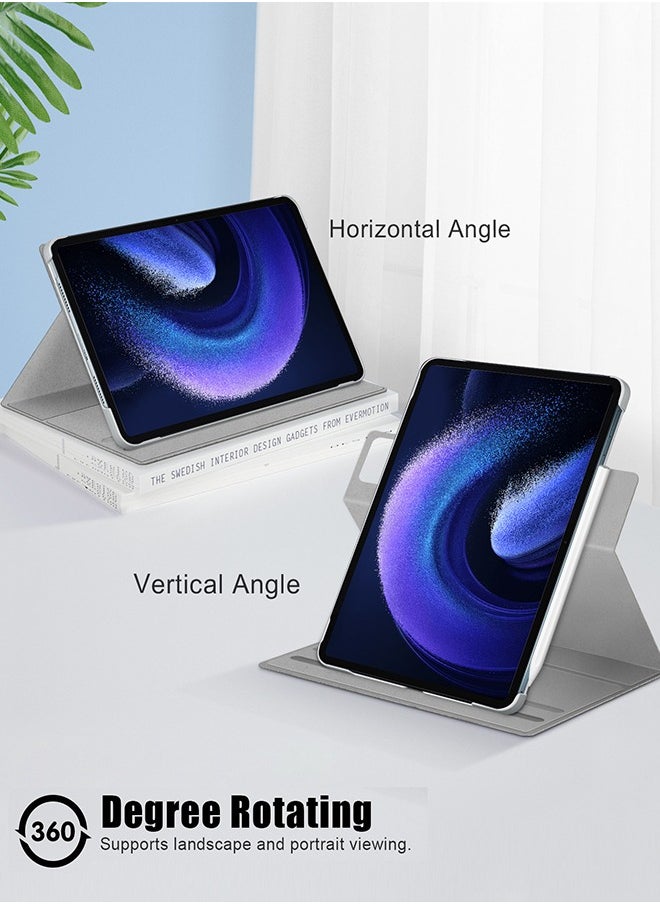 Xoopla - Case for Xiaomi Mi Pad 6/6pro 11 inch, Multi-Viewing Angles, Multifunctional PU Leather Smart Cover with Auto Sleep Wake Feature, Slim Flip Shell Case for Xiaomi Pad 6/6pro, Grey - Image 1