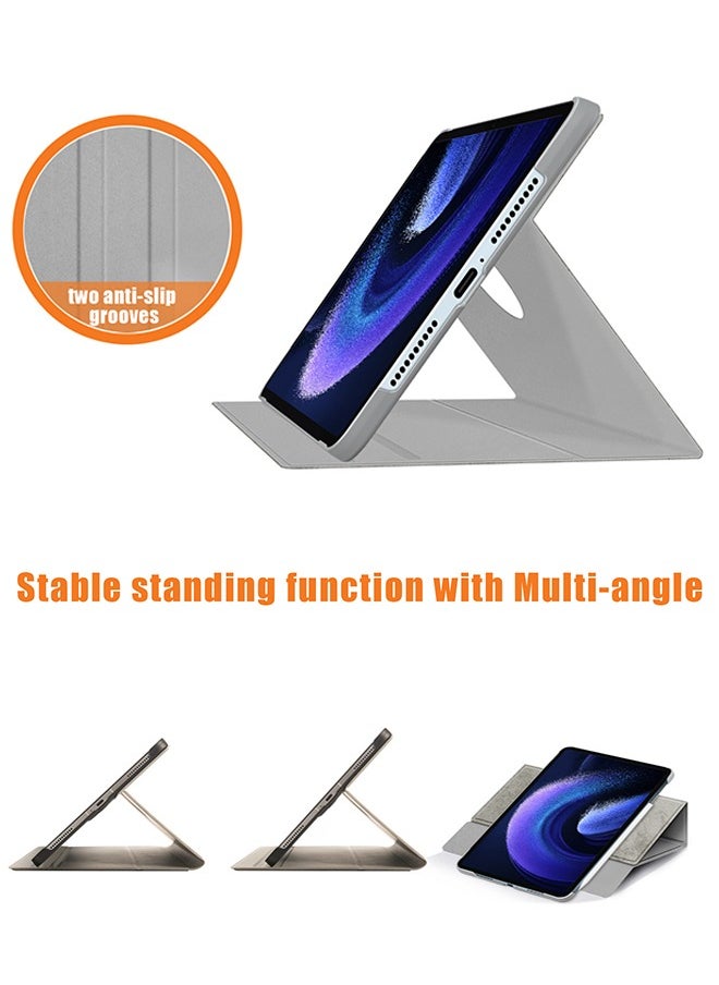 Xoopla - Case for Xiaomi Mi Pad 6/6pro 11 inch, Multi-Viewing Angles, Multifunctional PU Leather Smart Cover with Auto Sleep Wake Feature, Slim Flip Shell Case for Xiaomi Pad 6/6pro, Grey - Image 1
