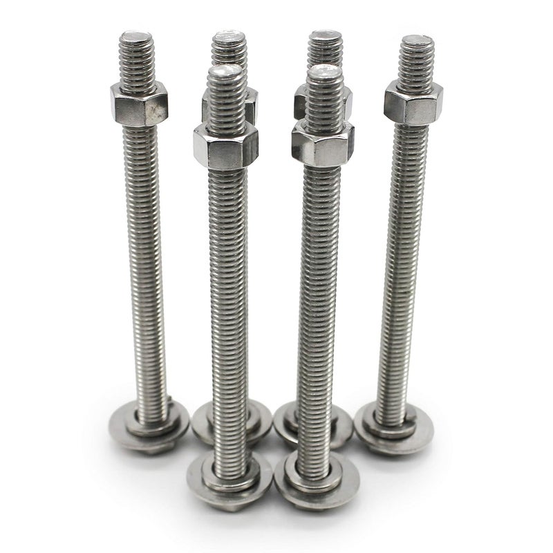 Fullerkreg (4 Sets) 3/8-16x4 Stainless Steel Hex Head Screws Bolts, Nuts, Flat & Lock Washers, 18-8 (304) S/S, Fully Threaded by Bolt - Image 4
