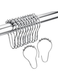 Y&D Shower Curtain Rings, Set of 12, Rust-Resistant Metal Shower Hooks Ring Shower Rings for Curtain Rolling Shower Curtain Hooks for Bathroom Shower Rod Shower Curtain Hangers  - Image 1