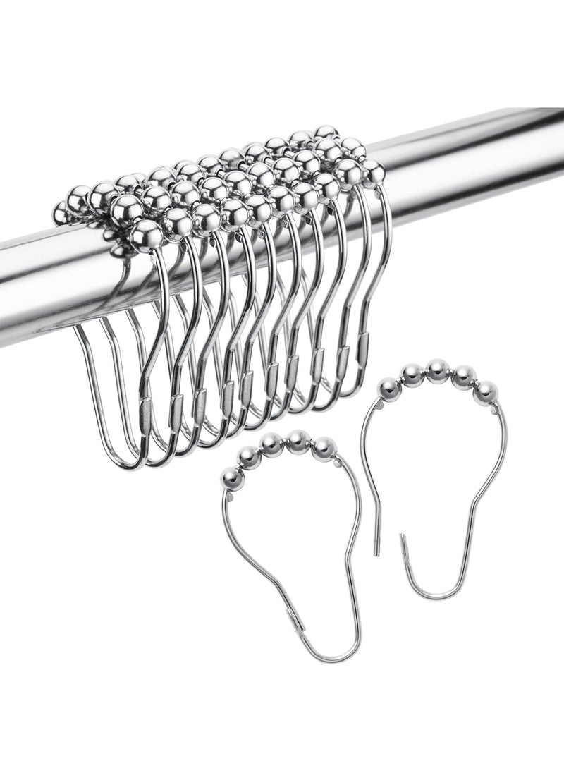 Y&D Shower Curtain Rings, Set of 12, Rust-Resistant Metal Shower Hooks Ring Shower Rings for Curtain Rolling Shower Curtain Hooks for Bathroom Shower Rod Shower Curtain Hangers  - Image 1