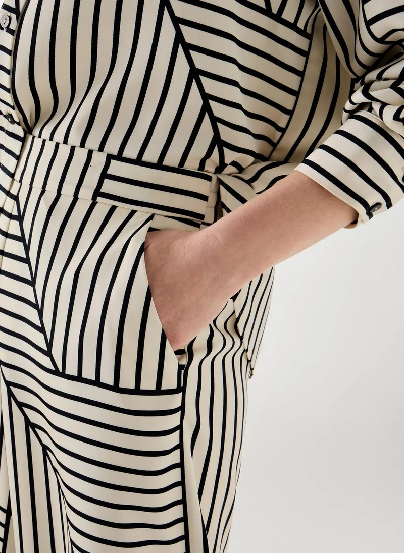 Matalan Black Et Vous Black Stripe Satin Wide Leg Co Ord Trousers for Women | Best Price UAE